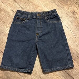 5/$15 U.S. Polo Assn. Dark Blue Denim Shorts with Yellow Stitching size 7